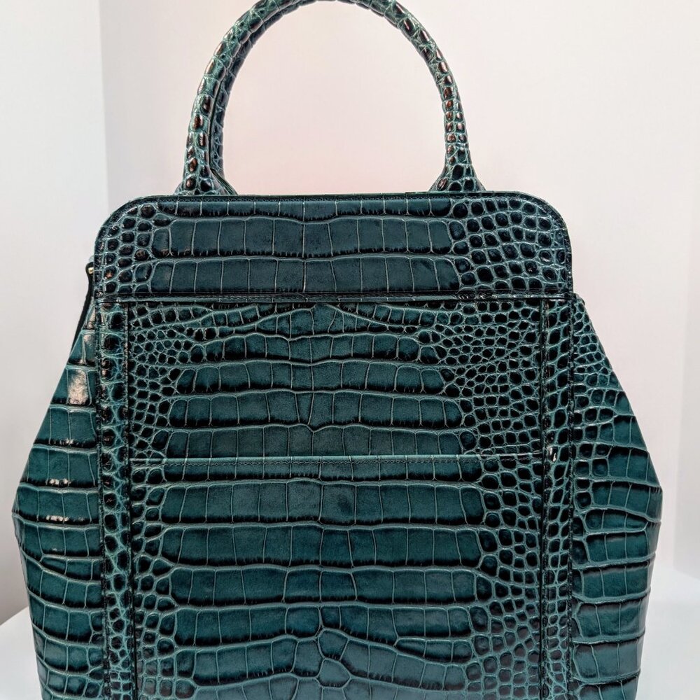 Bene Florence Large Top Handle Bag in Teal Emerald Green Alligator - Picture 4 of 11